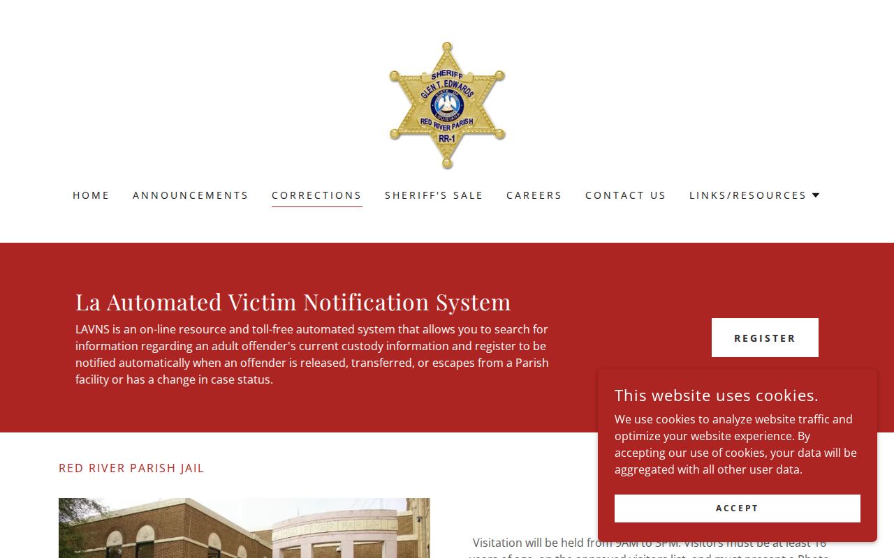 Red River Parish released inmate source on the sheriff corrections page